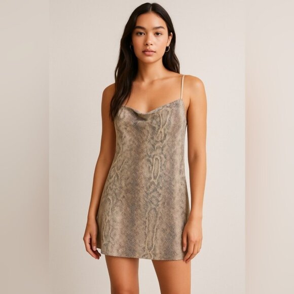 Urban Outfitters Snake Print Mini Slip Dress – Size L - Picture 1 of 15